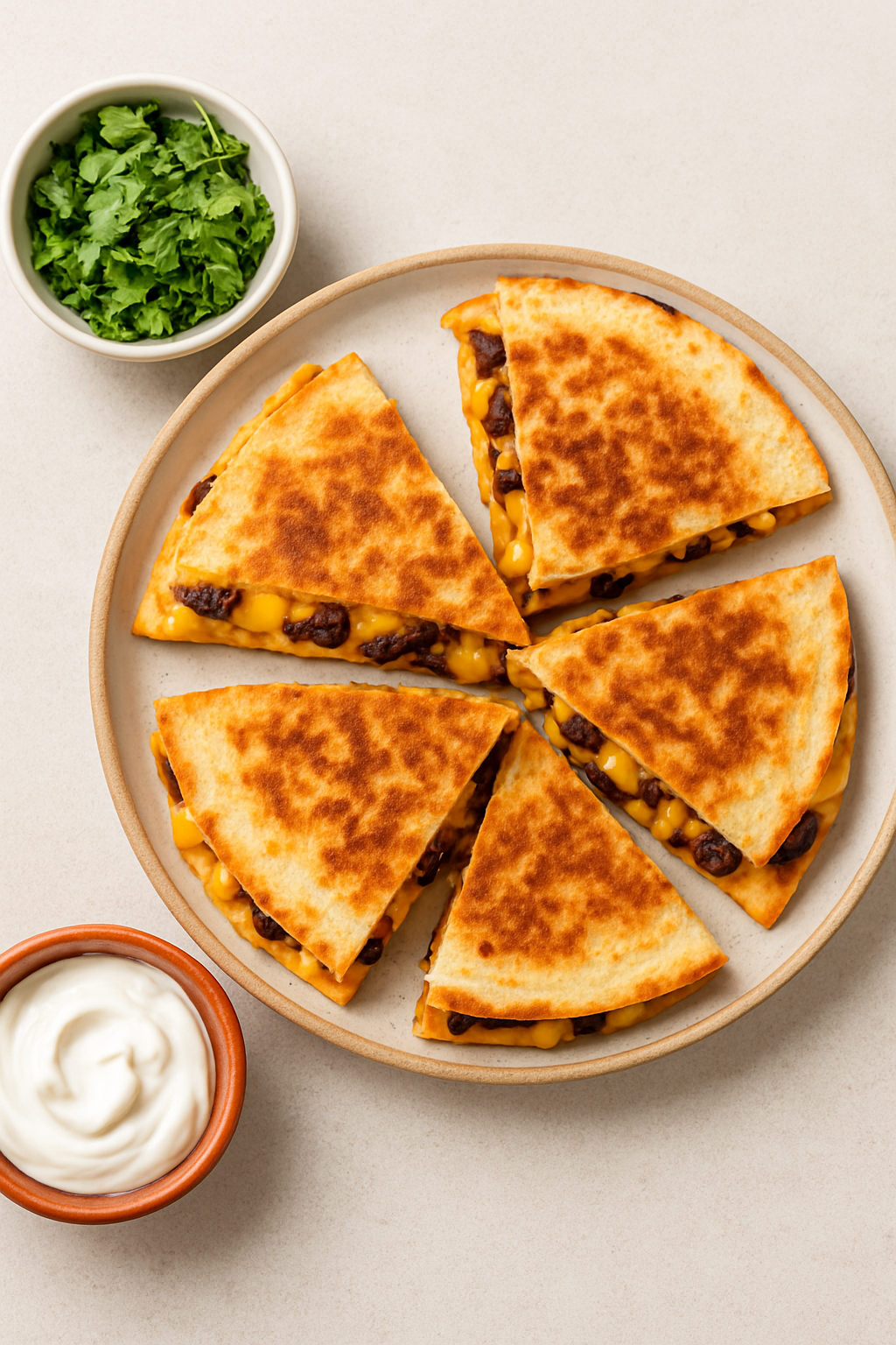 cheesy black bean quesadillas